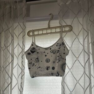 Women's White Celestial Print Crop Top